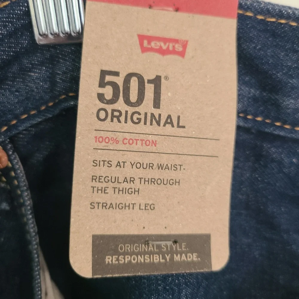 Levi's‎ 501 Original Fit Mens Jeans 48x30 Dark Wash Blue Straight Leg Cotton NEW